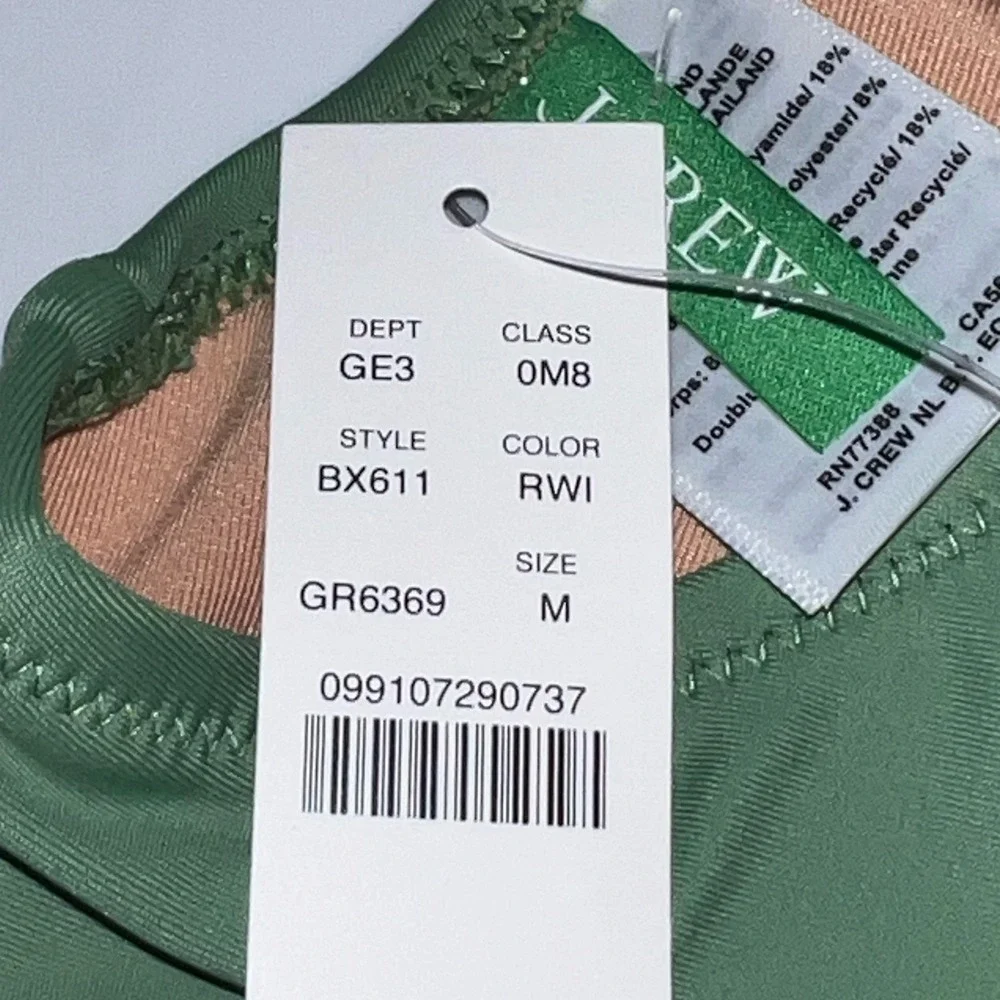 J. Crew Size Medium Heritage scoopneck‎ bikini top NWT Rustic Willow Green BX611